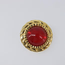 CHANEL Earring Metal Gold Tone Red CC Auth bs37169-9