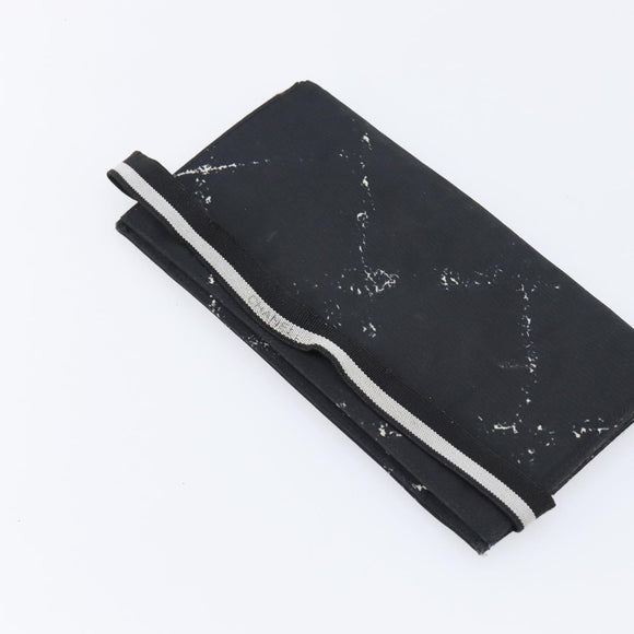 CHANEL Travel Line Long Wallet Canvas Black CC Auth bs37172