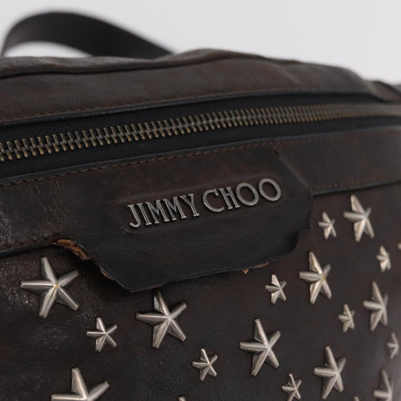 Jimmy Choo Waist Bag Leather Brown Silver Auth bs37173