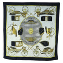 HERMES Carre 90 Scarf Silk Black White Auth bs37175-1