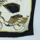 HERMES Carre 90 Scarf Silk Black White Auth bs37175-10