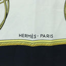 HERMES Carre 90 Scarf Silk Black White Auth bs37175-13