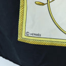 HERMES Carre 90 Scarf Silk Black White Auth bs37175-14