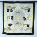 HERMES Carre 90 Scarf Silk Black White Auth bs37175-18