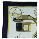 HERMES Carre 90 Scarf Silk Black White Auth bs37175-2