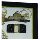 HERMES Carre 90 Scarf Silk Black White Auth bs37175-4