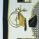 HERMES Carre 90 Scarf Silk Black White Auth bs37175-5