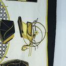 HERMES Carre 90 Scarf Silk Black White Auth bs37175-7