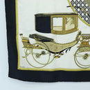 HERMES Carre 90 Scarf Silk Black White Auth bs37175-8