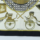 HERMES Carre 90 Scarf Silk Black White Auth bs37175-9