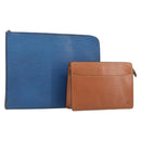 LOUIS VUITTON Epi Clutch Bag 2 Set Blue Brown LV Auth bs37177-1