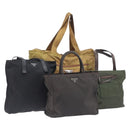 PRADA Tote Bag Nylon 4 Set Khaki Black Brown Auth bs37180-1