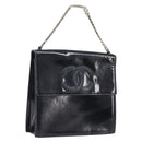 CHANEL COCO Mark Chain Hand Bag Patent leather Black Silver CC Auth bs37188-1