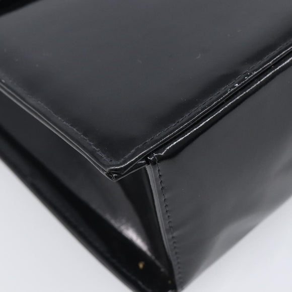 CHANEL COCO Mark Chain Hand Bag Patent leather Black Silver CC Auth bs37188