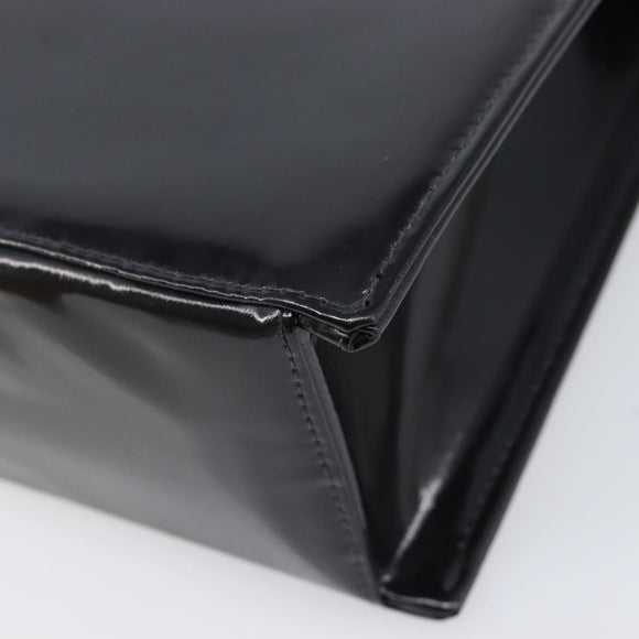 CHANEL COCO Mark Chain Hand Bag Patent leather Black Silver CC Auth bs37188