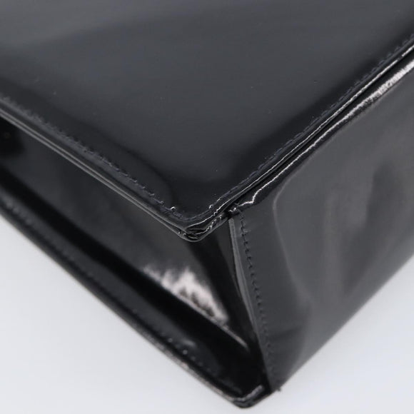 CHANEL COCO Mark Chain Hand Bag Patent leather Black Silver CC Auth bs37188