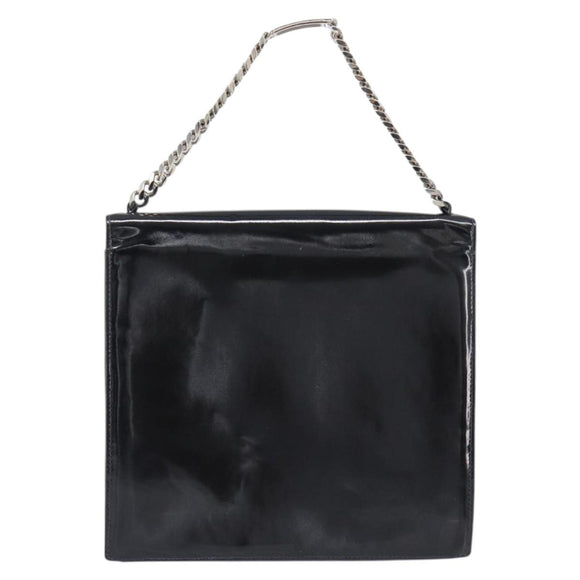 CHANEL COCO Mark Chain Hand Bag Patent leather Black Silver CC Auth bs37188