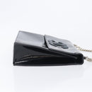 CHANEL COCO Mark Chain Hand Bag Patent leather Black Silver CC Auth bs37188-3