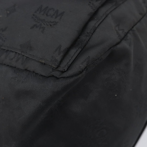MCM Vicetos Logogram Backpack Nylon Black Gold Auth bs37198
