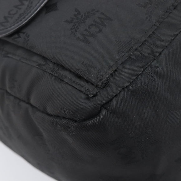MCM Vicetos Logogram Backpack Nylon Black Gold Auth bs37198
