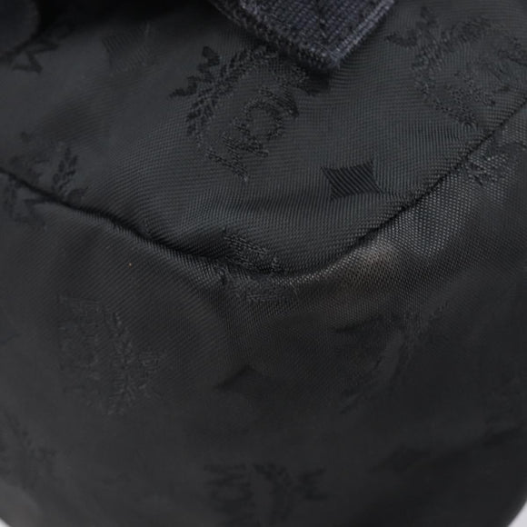 MCM Vicetos Logogram Backpack Nylon Black Gold Auth bs37198
