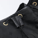 MCM Vicetos Logogram Backpack Nylon Black Gold Auth bs37198-21