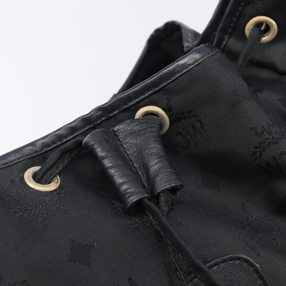MCM Vicetos Logogram Backpack Nylon Black Gold Auth bs37198