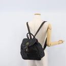 MCM Vicetos Logogram Backpack Nylon Black Gold Auth bs37198-26