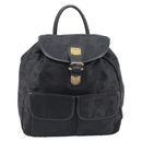 MCM Vicetos Logogram Backpack Nylon Black Gold Auth bs37198-2