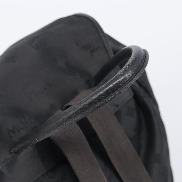 MCM Vicetos Logogram Backpack Nylon Black Gold Auth bs37198