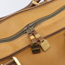 LOEWE Boston Bag Leather Beige Gold Auth bs37201-10