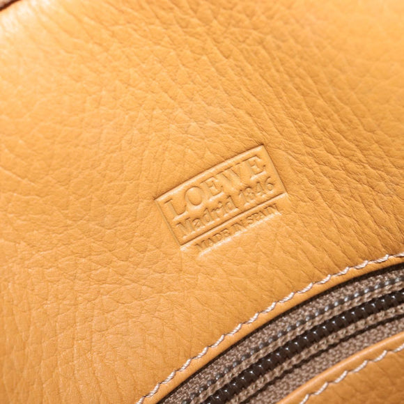 LOEWE Boston Bag Leather Beige Gold Auth bs37201