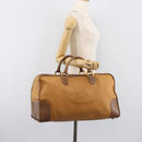 LOEWE Boston Bag Leather Beige Gold Auth bs37201-22
