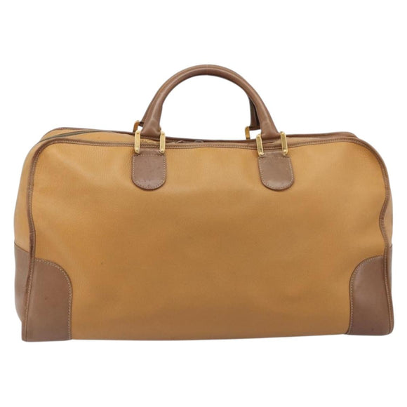 LOEWE Boston Bag Leather Beige Gold Auth bs37201