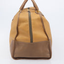 LOEWE Boston Bag Leather Beige Gold Auth bs37201-4