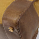 LOEWE Boston Bag Leather Beige Gold Auth bs37202-15