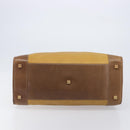 LOEWE Boston Bag Leather Beige Gold Auth bs37202-5