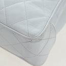 CHANEL Matelasse Chain Shoulder Bag Lamb Skin White Gold CC Auth bs37211-12