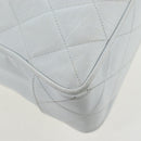 CHANEL Matelasse Chain Shoulder Bag Lamb Skin White Gold CC Auth bs37211-13
