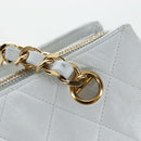 CHANEL Matelasse Chain Shoulder Bag Lamb Skin White Gold CC Auth bs37211-15