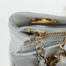 CHANEL Matelasse Chain Shoulder Bag Lamb Skin White Gold CC Auth bs37211-18