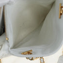 CHANEL Matelasse Chain Shoulder Bag Lamb Skin White Gold CC Auth bs37211-19