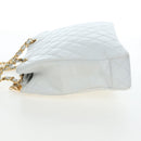 CHANEL Matelasse Chain Shoulder Bag Lamb Skin White Gold CC Auth bs37211-4