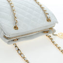 CHANEL Matelasse Chain Shoulder Bag Lamb Skin White Gold CC Auth bs37211-6