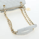 CHANEL Matelasse Chain Shoulder Bag Lamb Skin White Gold CC Auth bs37211-7
