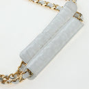 CHANEL Matelasse Chain Shoulder Bag Lamb Skin White Gold CC Auth bs37211-8