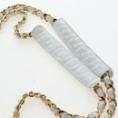CHANEL Matelasse Chain Shoulder Bag Lamb Skin White Gold CC Auth bs37211-9