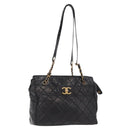 CHANEL Matelasse Chain Shoulder Bag Patent leather Black Gold CC Auth bs37212-1