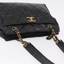 CHANEL Matelasse Chain Shoulder Bag Patent leather Black Gold CC Auth bs37212-10