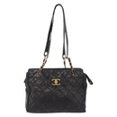 CHANEL Matelasse Chain Shoulder Bag Patent leather Black Gold CC Auth bs37212-2